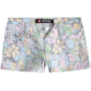 SCISSOR Watercolor Floral Girls Cutoff Denim Shorts: Clothing