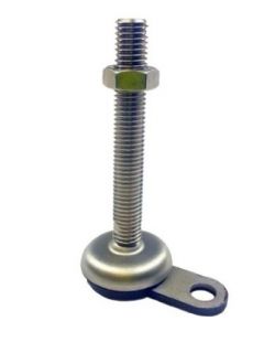 J.W. Winco 11T100PNN/AK Series GN 340.6 Stainless Steel Leveling Mount with Lag Bolt Lug, Black Rubber Pad Inlay and Nut, Shot Blast Finish, Inch Size, 3.94" Base Diameter, 3/4 10 Thread Size, 3.94" Thread Length: Vibration Damping Mounts: Indust