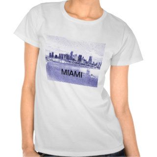 Miami, Florida Skyline Pencil Drawing T Shirt