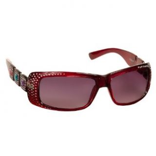 Designer Rhinestone Colored Gemstone Crystal Ladies Sunglasses UV Protection BURGANDY: Clothing