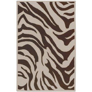 3.25' x 5.25' Zebra Animal Print Ivory and Coffee Bean Brown Wool Area Throw Rug  