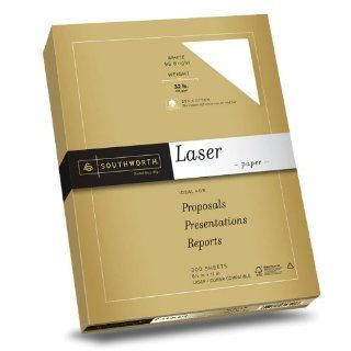 Southworth 25% Cotton Premium Laser Paper, 8.5 x 11 Inches, White 97 Brightness, 32 lb., 300 sheets, FSC Certified (358C) : Laser Printer Paper : Office Products