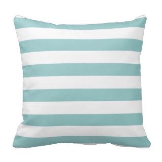 Turquoise Blue and White Stripe Pattern Throw Pillows
