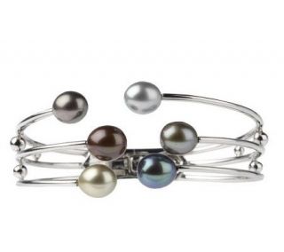 Honora Cultured FreshwaterPearl Sterling Multi color Hinged Cuff —