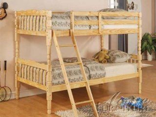 Twin Size Bunk Bed Cottage Style in Natural Finish: Furniture & Decor