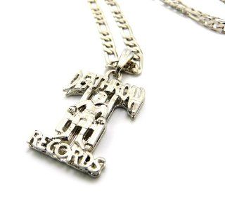New Death Row Records Hip Hop Pendant & 5mm/24" Figaro Chain Necklace XSP354R: Jewelry