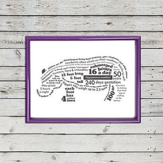 hippopotamus facts typographic screen print by susan taylor