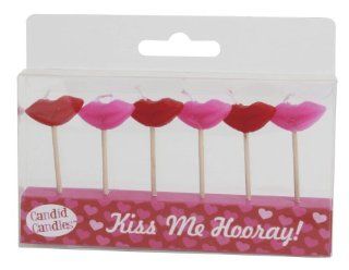 Party Partners Design Candid Candles Lip Shaped Cake Decorations, Red/Pink, 6 Count: Toys & Games