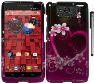 For Motorola Droid Maxx XT1080M Flowers Design Hard Cover Case with ApexGears Stylus Pen (Pink Heart Flower): Cell Phones & Accessories