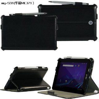 VSTN Asus Fonepad ME371MG Multi Angle Stand Slim LINE Folio PU Leather Cover Case (For Asus Ponpad ME371MG, Black I): Computers & Accessories