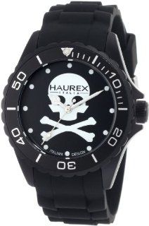 Haurex Italy Men's 1K374UNS Ink Black Dial with White Skull Rubber Band Watch: Haurex Italy: Watches