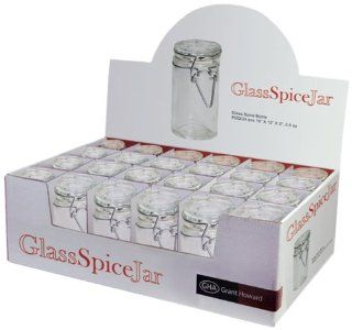 Grant Howard 50520 3.06 Ounce Cylindrical Clear Glass Spice Jar, Set of 24, Small: Kitchen & Dining
