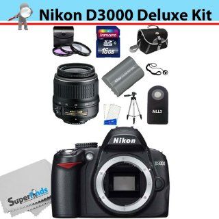 Nikon D3000 10.2MP Digital SLR Camera with 18 55mm f/3.5 5.6G ED II AF S DX Zoom Nikkor Autofocus Lens + 16GB Deluxe Accesory Kit : Digital Slr Camera Bundles : Camera & Photo