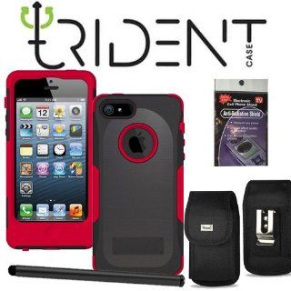 Trident Aegis Red Heavy Duty Protective Silicone and Hard Cover Case (Compare with Otterbox Commuter Case) with Screen Protector and Metal Clip Case for iPhone 5, Comes with Radiation Shield.: Cell Phones & Accessories