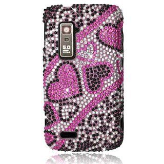 Eagle Cell PDZTEN910F384 RingBling Brilliant Diamond Case for ZTE Anthem 4G N910   Retail Packaging   Pink/Black Heart: Cell Phones & Accessories