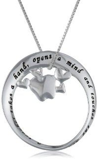 Sterling Silver "A Teacher Takes A Hand, Opens A Mind and Touches The Heart" Mobius Circle with Apple Pendant Necklace, 18" Teacher Gifts Jewelry