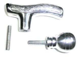 JWL (1) Fritz Style Cast Aluminum Cane Handle & (1) Ball Cast Aluminum Handle Both with Threaded Rod Connectors: Health & Personal Care