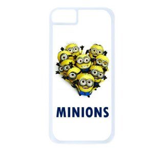 Minions Heart Shape White Tough Plastic Outer Case with Black Rubber Lining for Apple Iphone 4 (Double Layer Case with Silicone Protection), Iphone 4s Universal Verizon   Sprint   At&t   Great Affordable Gift Cell Phones & Accessories