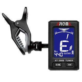 AROMA DIGITAL CLIP ON GUITAR TUNER AMT390B FOR GUITAR BASS RECHARGEABLE: Musical Instruments