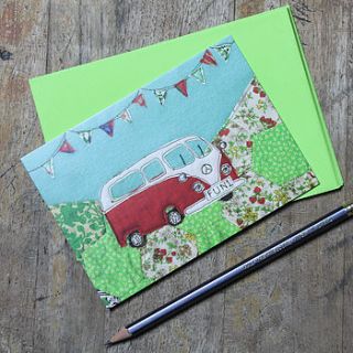 patchwork camper van postcards by snapdragon