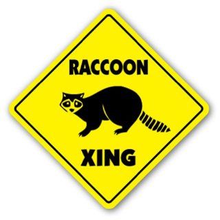 RACCOON CROSSING Sign novelty gift animals : Street Signs : Patio, Lawn & Garden