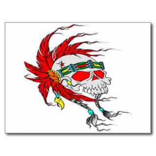 Native American Indian Skull Tattoo Post Card
