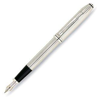 Cross Townsend, Sterling Silver, Fountain Pen, with Two Tone 18 Karat Gold Rhodium Plated Nib Medium (H656 MD) : Fine Writing Instruments : Office Products