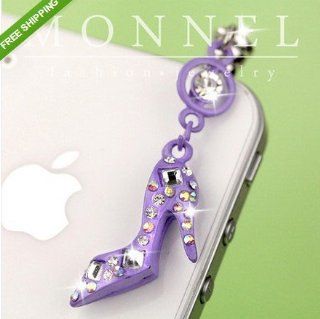 ip397 Adorable Purple Sandal Shoe Anti Dust Cover Charm for Smart Phone 3.5 mm: Cell Phones & Accessories
