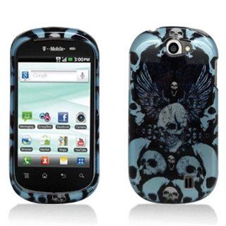LG C729 Doubleplay Blue Skulls 2D Image Design Snap on Case: Cell Phones & Accessories