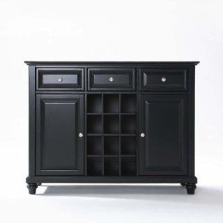 Crosley Furniture Cambridge Buffet Server/Sideboard Cabinet with Wine Storage, Black  