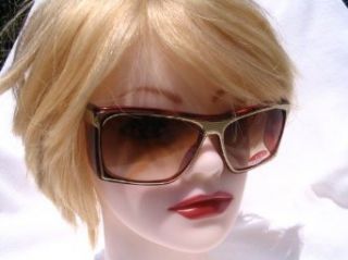 80's Blondie Style New Wave GOLD & TORTOISE WRAP Sunglasses with BLINDERS on the side / New Vintage Retro Womens: Clothing