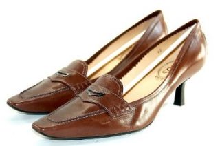 TOD'S Gilda Masch.Prof Brown Mid Heel Pumps Size 42/US 12 CFC401: Shoes