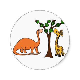 Funny Dinosaur and Giraffe Cartoon Stickers