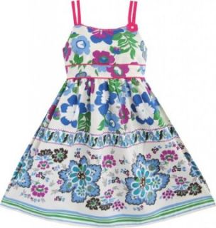 Girls Dress Hawaii Blue Beach Sundress Elegant Party Size 4 5: Playwear Dresses: Clothing