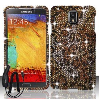 SAMSUNG GALAXY NOTE 3 BROWN LEOPARD ANIMAL DIAMOND BLING COVER SNAP ON HARD CASE + FREE CAR CHARGER from [ACCESSORY ARENA]: Cell Phones & Accessories