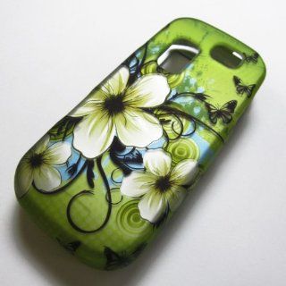 RUBBERIZED HARD PHONE CASES COVERS SKINS SNAP ON FACEPLATE PROTECTOR FOR SAMSUNG SGH T404G STRAIGHT TALK NET10 TRACFONE  OR GRAVITY 2 II SGH T469 T.MOBILE Slide / GREEN HAWAIIAN FLOWER (WHOLESALE PRICE): Cell Phones & Accessories
