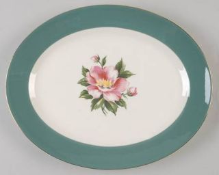 Homer Laughlin  Empire Green 11 Oval Serving Platter, Fine China Dinnerware   G