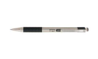 Zebra's F 301 Stainless Steel Retractable Ballpoint Pen 0.7mm Black Dozen (27110) : Ballpoint Stick Pens : Office Products