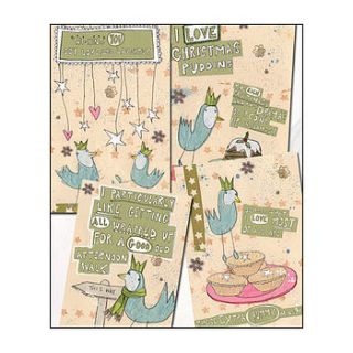 a pack of 4 assorted quirky and original christmas cards by alice palace