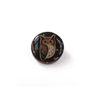 owl design button brooch by kiki's