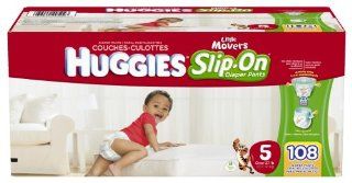 Huggies Little Movers Slip On Diapers Mega Colossal Pack, Size 5, 108 Count: Health & Personal Care