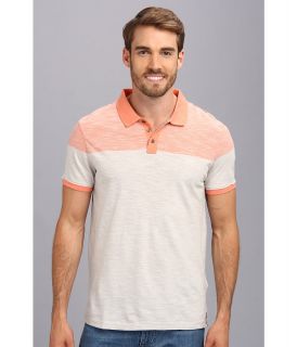 Calvin Klein Jeans 2 Color Blocked S/S Polo Mens Short Sleeve Pullover (Orange)