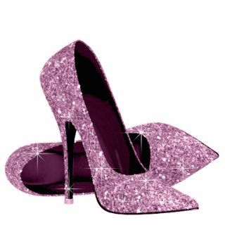 Elegant Pink Glitter High Heel Shoes Acrylic Cut Outs