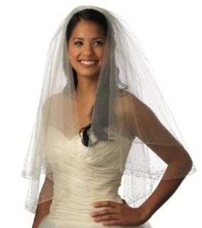Wedding Bridal Veil Crystals Beaded 2 Layer, Elbow 405EIV at  Womens Clothing store