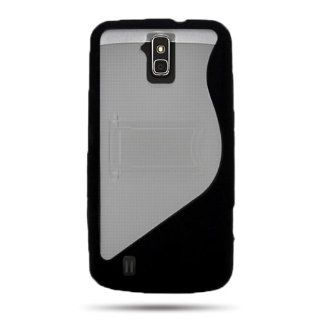CoverON S SHAPE MIX Hard CLEAR Back Cover Case and Flexible BLACK TPU with Kickstand for ZTE N9100 FORCE (SPRINT) [WCK407]: Cell Phones & Accessories