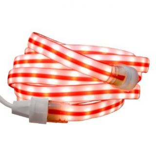 Ribbon Candy Cane Flat Rope Light   Red and White   12 ft.   Brite Star 3717200   Decor Bulbs  