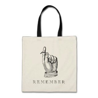 Whimsical Vintage Remember String on Finger Canvas Bags