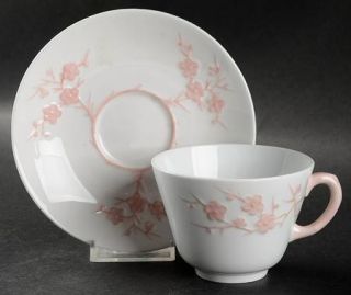Spode Geisha Light Pink Footed Cup & Saucer Set, Fine China Dinnerware   Blanche