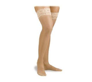 Activa Sheer Therapy Silicone Lace Top Closed Toe Thigh Highs 15 20 mmHg Black B: Health & Personal Care