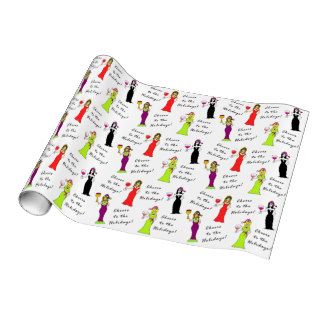 Cheers To The Holidays! Wine Women Gift Wrap